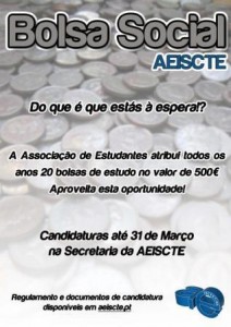 Cartaz da Bolsa Social do AEISCTE